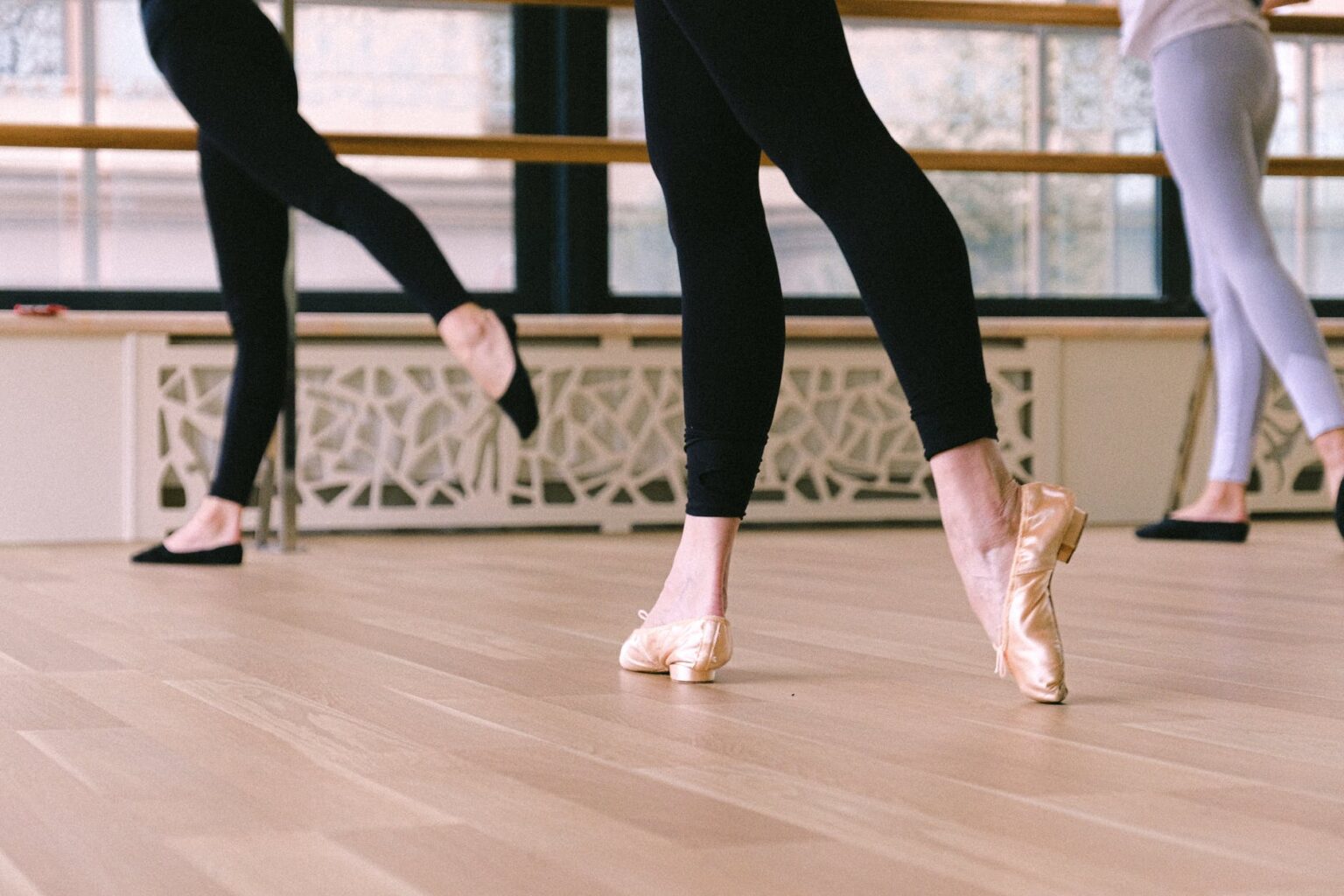 woman wearing ballet shoes